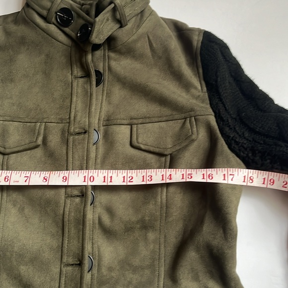 Fate Faux Suede Sweater Moto Jacket Cardi Size M Medium Cardigan - Picture 8 of 16